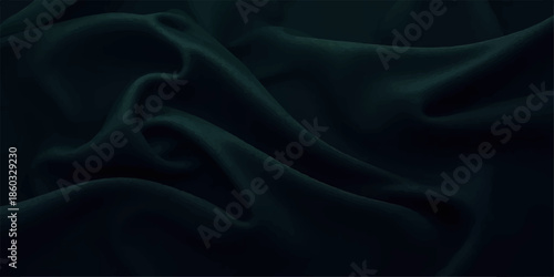 Black satin and silk fabric background with smooth luxurious texture