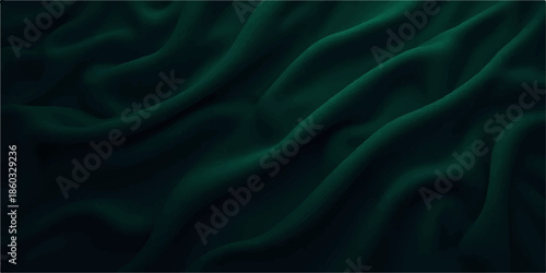 Green silk and satin fabric background with smooth flowing texture