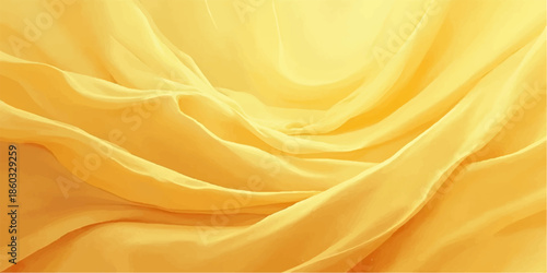 Yellow and golden silk satin fabric background with smooth flowing texture