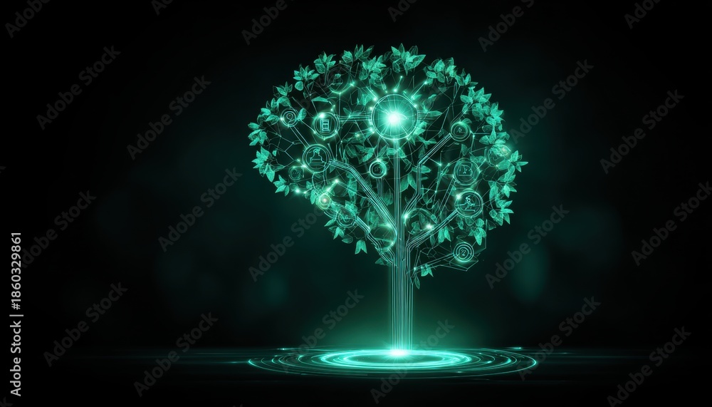 Obraz premium Artificial Intelligence Brain Tree Representing Smart Nature Technology