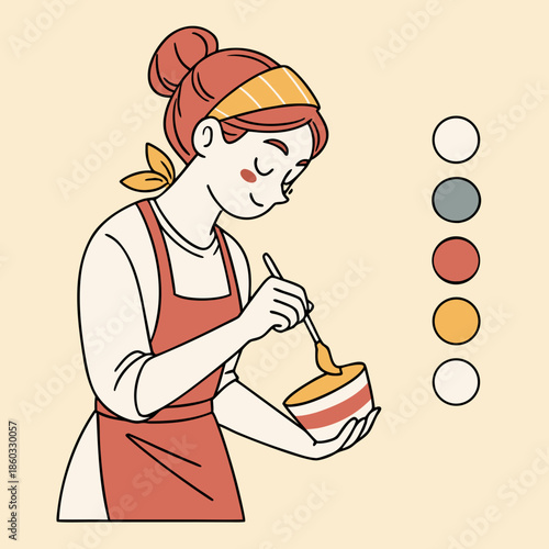 Woman baking a delicious dessert in the kitchen