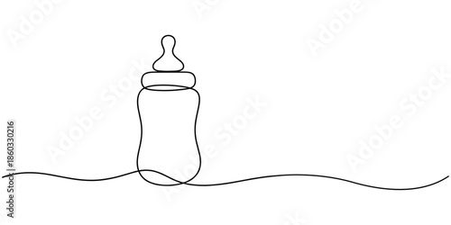 Cuadro en lienzo Continuous editable line drawing of baby bottle