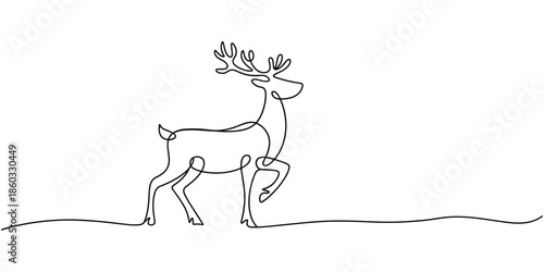 Deer line art icon. Deer continuous line drawing. Deer one line draw graphic vector. Vector illustration Editable stroke. one line Icon drawing