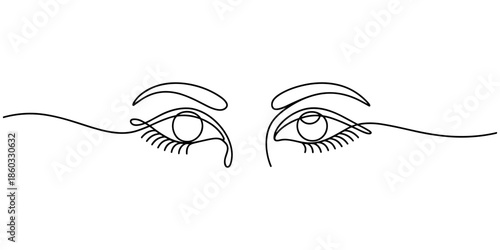 Eye icon line continuous drawing vector. One line Pupil icon vector background. Eyeball icon. Continuous outline of a Eye view icon.