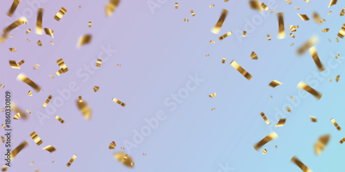 Gold confetti. Falling shiny golden confetti isolated. Glittering confetti on a transparent background. Party celebration vector decoration