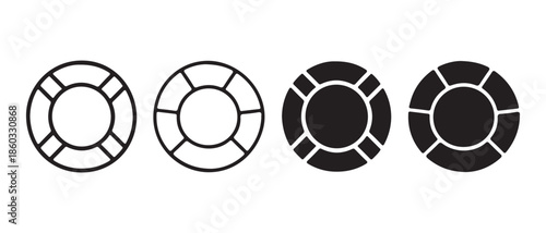 Lifebuoy Icons. Line Art and Silhouette Designs for Safety and Support.