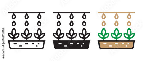 Drip Irrigation System for Seedlings Growing in Pots, Modern Farming.