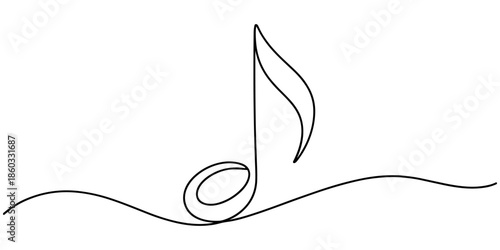 Music notes icon continuous one line drawing minimalist outline vector illustration, Continuous one line drawing abstract music note background, notes vector illustration. Outline sketch of sound.