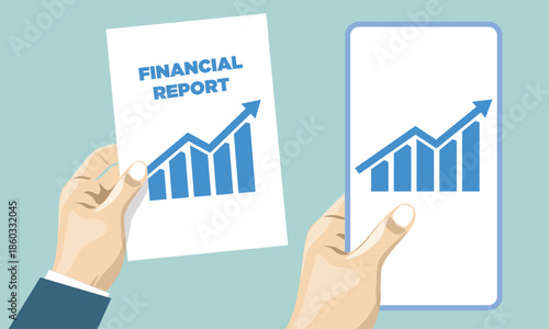 Annual Financial Report Concept with Data Analysis Graphs