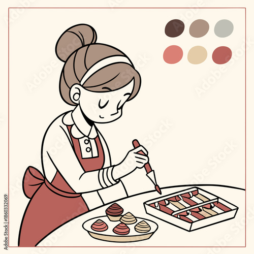 Woman Decorating Chocolates in a Kitchen
