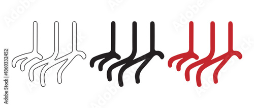 Claw Footprints Icons Vector. White, Black, Red Icons