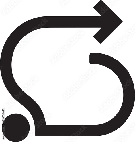 Path line completing a loop icon representing final solution, completion, and closure