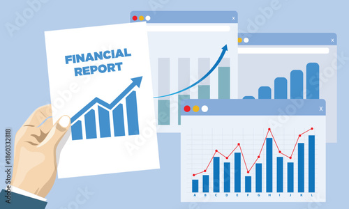 Professional Financial Performance Analysis Dashboard Illustration