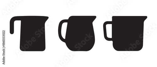 Variety of Milk Pitchers, Creamers, and Jugs Silhouettes Set.