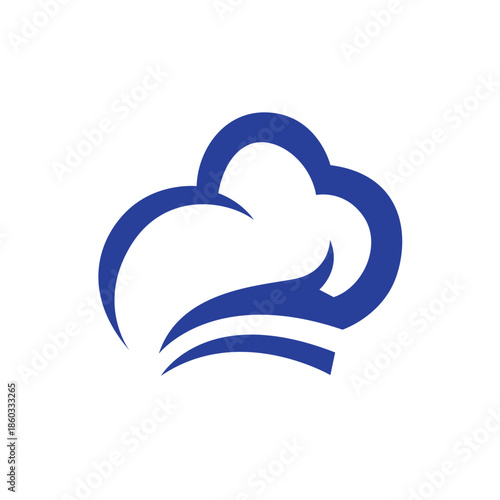 Elegant blue chef's toque illustration representing culinary artistry, professional cooking, and gourmet dining experiences, perfect for restaurant branding or cooking school promotions