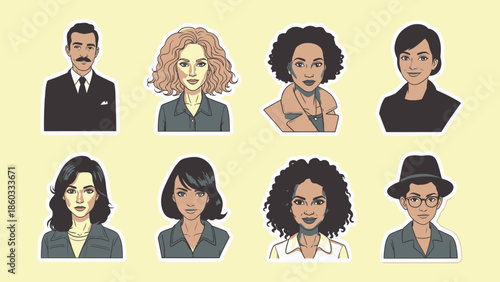 Modern vector character set displaying a diverse array of professional and casual individuals, perfect for user avatars, business applications, and digital media