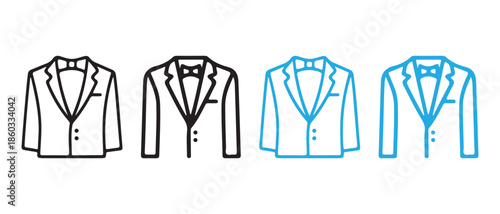 Tuxedo Icon Set. Formal Wear Outline Graphics.