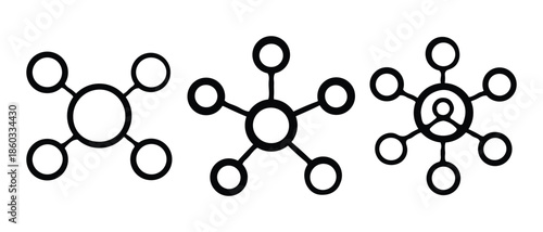 Network Connections. Starburst Icons Representing Hub, Spokes, and Person Symbol.