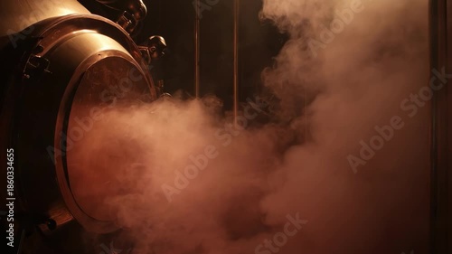 Medium shot capturing inert atmosphere deoxidizing with copper in sealed chamber filled with protective gas flow.