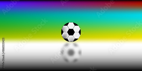Soccer ball on rainbow LGBT color background, close up view, Gay football sport event, copy space. 3d render