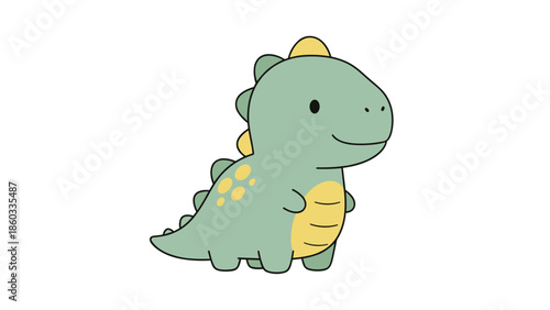 Cute Cartoon Dinosaur Illustration with Spikes and Yellow Accents.