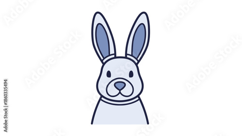 Cute Cartoon Rabbit Illustration with Long Ears and Gentle Expression.