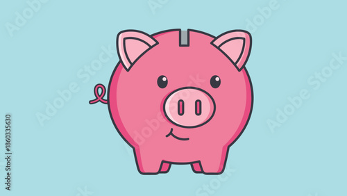 Cute Pink Piggy Bank Illustration for Savings and Financial Planning.