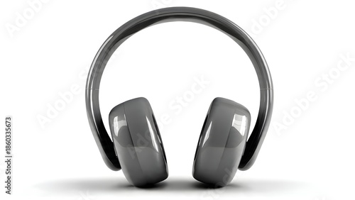 3D Headphones Icon Front View for Music, Sound and Streaming Concepts