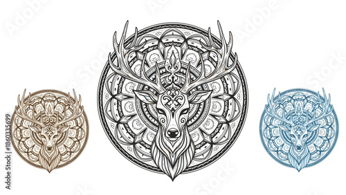 Deer Mandala Art Intricate Designs and Artistic Variations.