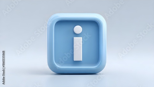 3D Info Icon Letter I Front View for Guidance and User Interface Design