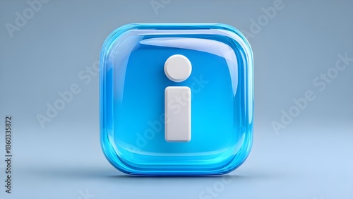 3D Information Icon Letter I Front Facing Isolated on White Background