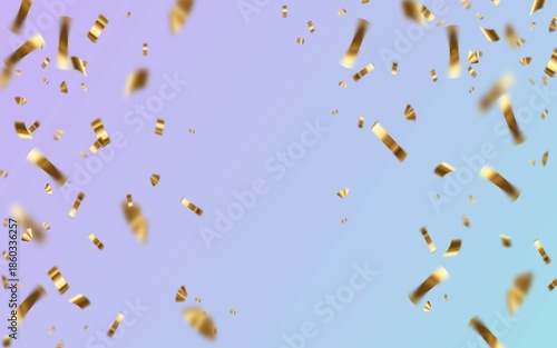 Gold confetti. Falling shiny golden confetti isolated. Glittering confetti on a transparent background. Party celebration vector decoration