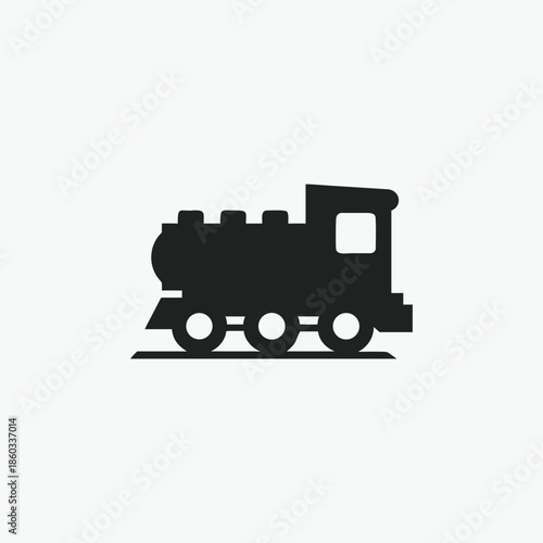 train engine icon turn ahed silhoutte vector template