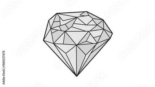 Detailed Diamond Illustration Facets and Geometric Precision in Design.