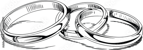 Hand drawn wedding rings illustration symbolizing marriage love commitment engagement ceremony classic jewelry sketch vector design isolated on white background