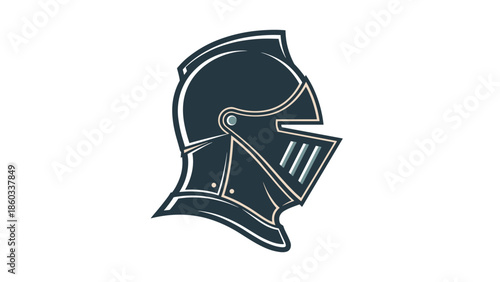 Detailed Knight Helmet Illustration with Intricate Design and Strong Silhouette.