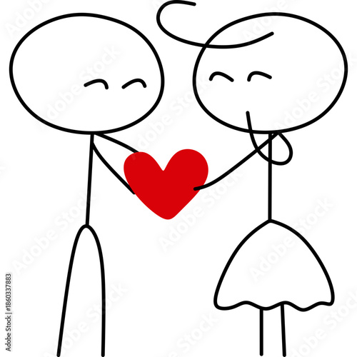 Cute Stick Figure Couple Elements