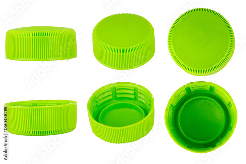 Green bottle cap isolated on white background recycle