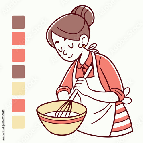 Woman mixing ingredients in a bowl for baking