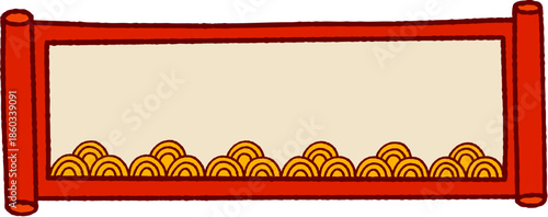 Scroll Banner with Waves Vector Illustration