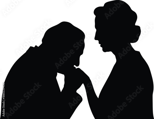 Silhouette of a man and woman in a romantic or intimate moment