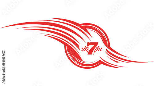 Dynamic Number Seven Design with Racing Flag Accents.