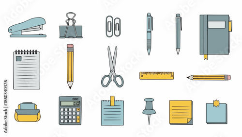 Stationery Set - Essential Office Supplies for Work and Study.