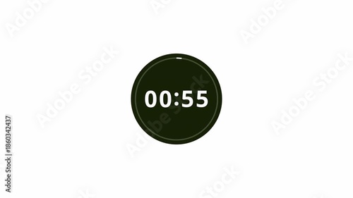 One minute Sliding Countdown Timer Animation, One Minute 60 to 0 Seconds Countdown Video,One Minute Sliding Countdown Timer, 60 Second digital Clock Animation, Scrolling Numbers on Black Background. 