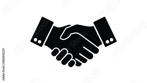 A symbolic image of two hands shaking in a formal agreement silhouette