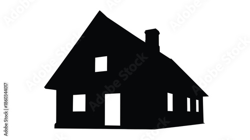 Simple black house outline with a chimney minimalistic design silhouette
