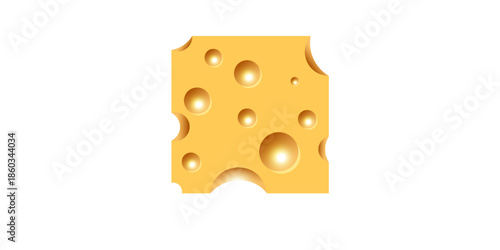 Round cheese icon with shadow. Circle shape on white background. Cheese texture in realistic style vector illustration.