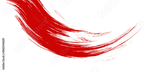 Straight red ink vector lines pack. Bloody color long and round hand-drawn brushstroke text highlights, frames, circles. Asian calligraphy brushstroke set.