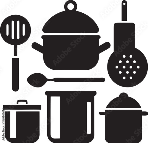 set of kitchen utensils