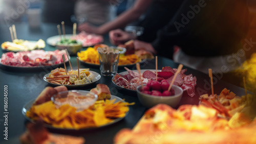 Buffet finger food on the table at an office corporate event